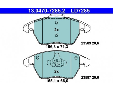 Bromsbeläggssats, skivbroms ATE Ceramic 13.0470-7285.2, bild 2