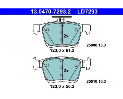 Bromsbeläggssats, skivbroms ATE Ceramic 13.0470-7293.2, bild 2