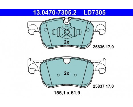 Bromsbeläggssats, skivbroms ATE Ceramic 13.0470-7305.2