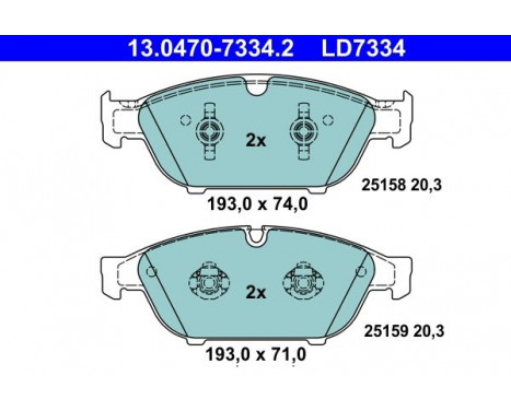 Bromsbeläggssats, skivbroms ATE Ceramic 13.0470-7334.2