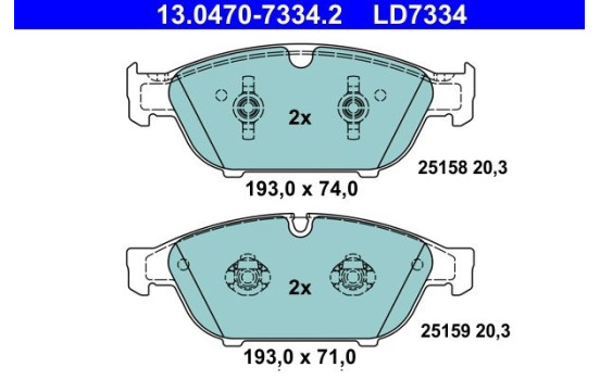 Bromsbeläggssats, skivbroms ATE Ceramic 13.0470-7334.2