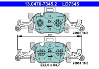 Bromsbeläggssats, skivbroms ATE Ceramic 13.0470-7345.2
