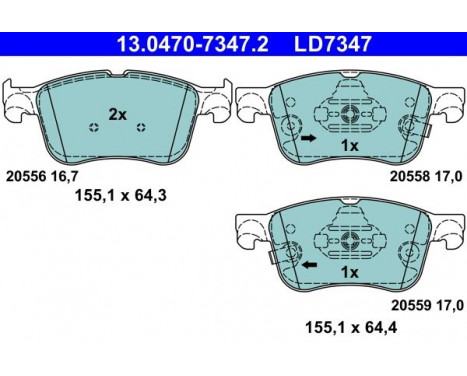 Bromsbeläggssats, skivbroms ATE Ceramic 13.0470-7347.2