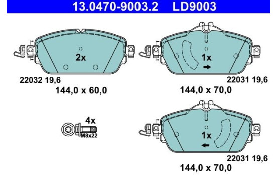 Bromsbeläggssats, skivbroms ATE Ceramic 13.0470-9003.2