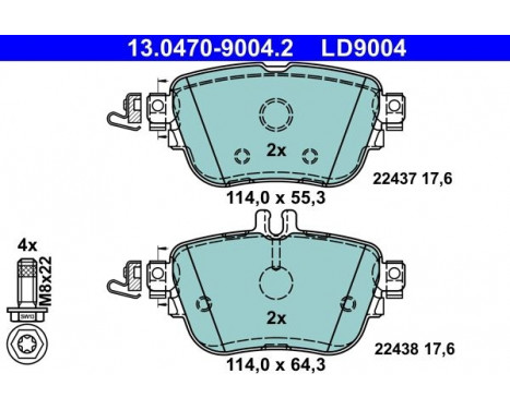 Bromsbeläggssats, skivbroms ATE Ceramic 13.0470-9004.2