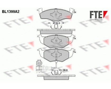 Bromsbeläggssats, skivbroms BL1399A2 FTE