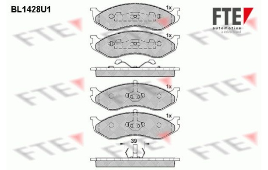 Bromsbeläggssats, skivbroms BL1428U1 FTE