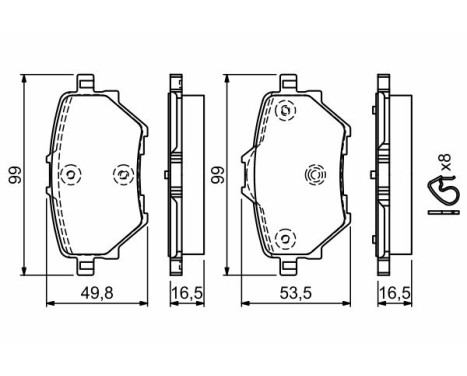 Bromsbeläggssats, skivbroms BP1711 Bosch, bild 5