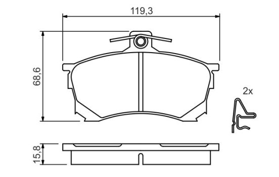 Bromsbeläggssats, skivbroms BP181 Bosch, bild 3