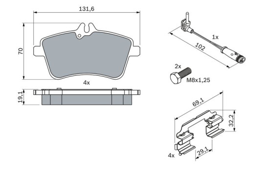 Bromsbeläggssats, skivbroms BP995 Bosch, bild 3