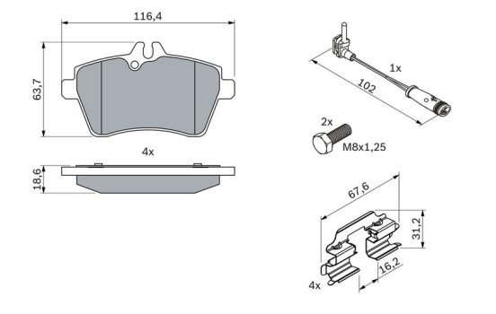 Bromsbeläggssats, skivbroms BP997 Bosch, bild 4