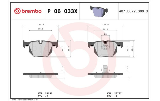 Bromsbeläggssats, skivbroms BREMBO XTRA LINE P 06 033X, bild 4