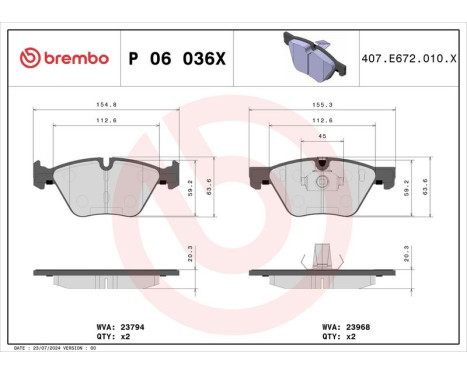 Bromsbeläggssats, skivbroms BREMBO XTRA LINE P 06 036X, bild 4