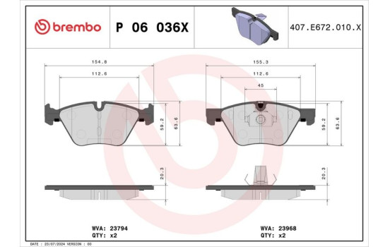 Bromsbeläggssats, skivbroms BREMBO XTRA LINE P 06 036X, bild 4