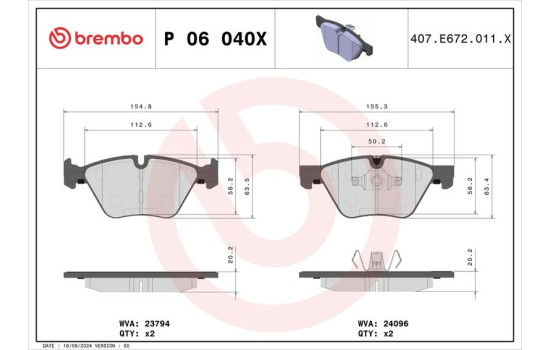 Bromsbeläggssats, skivbroms BREMBO XTRA LINE P 06 040X