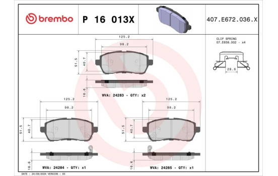 Bromsbeläggssats, skivbroms BREMBO XTRA LINE P 16 013X, bild 2