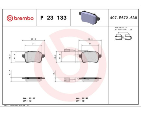 Bromsbeläggssats, skivbroms BREMBO XTRA LINE P 23 133X, bild 2