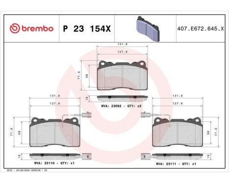 Bromsbeläggssats, skivbroms BREMBO XTRA LINE P 23 154X, bild 4