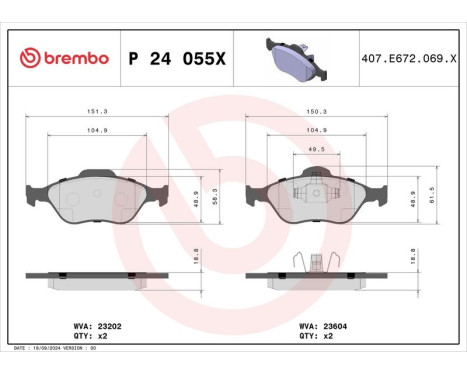 Bromsbeläggssats, skivbroms BREMBO XTRA LINE P 24 055X, bild 4
