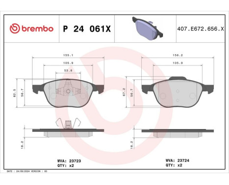 Bromsbeläggssats, skivbroms BREMBO XTRA LINE P 24 061X, bild 2