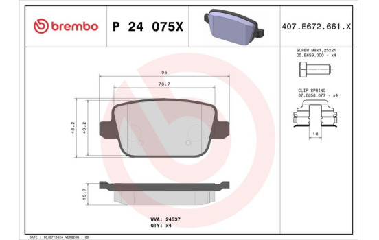 Bromsbeläggssats, skivbroms BREMBO XTRA LINE P 24 075X, bild 4