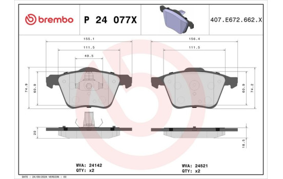Bromsbeläggssats, skivbroms BREMBO XTRA LINE P 24 077X, bild 4