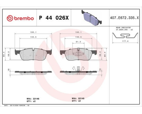 Bromsbeläggssats, skivbroms BREMBO XTRA LINE P 44 026X, bild 4