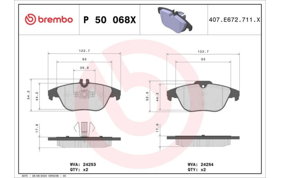 Bromsbeläggssats, skivbroms BREMBO XTRA LINE P 50 068X, bild 4