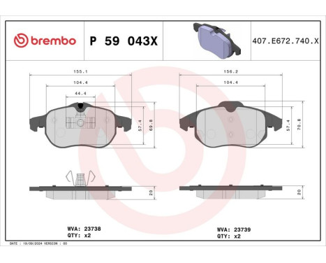 Bromsbeläggssats, skivbroms BREMBO XTRA LINE P 59 043X, bild 4