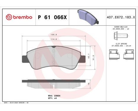 Bromsbeläggssats, skivbroms BREMBO XTRA LINE P 61 066X, bild 2