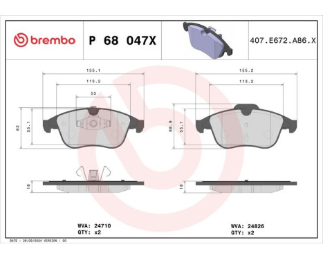 Bromsbeläggssats, skivbroms BREMBO XTRA LINE P 68 047X, bild 4
