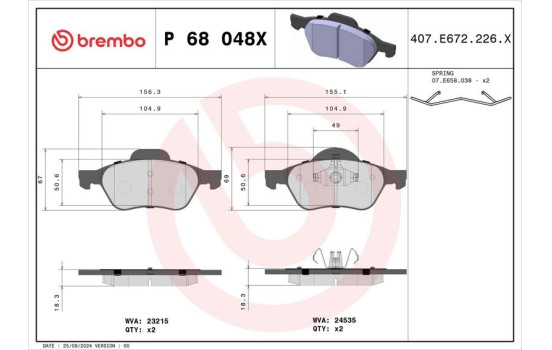 Bromsbeläggssats, skivbroms BREMBO XTRA LINE P 68 048X, bild 4