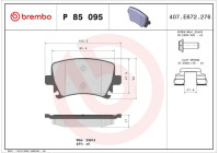 Bromsbeläggssats, skivbroms BREMBO XTRA LINE P 85 095X