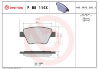Bromsbeläggssats, skivbroms BREMBO XTRA LINE P 85 114X
