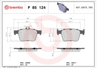 Bromsbeläggssats, skivbroms BREMBO XTRA LINE P 85 124X