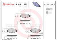 Bromsbeläggssats, skivbroms BREMBO XTRA LINE P 85 126X