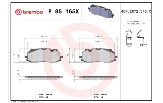 Bromsbeläggssats, skivbroms BREMBO XTRA LINE P 85 165X, bild 4