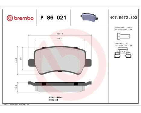 Bromsbeläggssats, skivbroms BREMBO XTRA LINE P 86 021X, bild 2