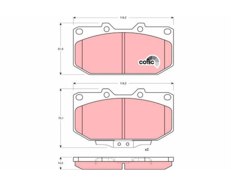Bromsbeläggssats, skivbroms COTEC GDB1006 TRW, bild 2