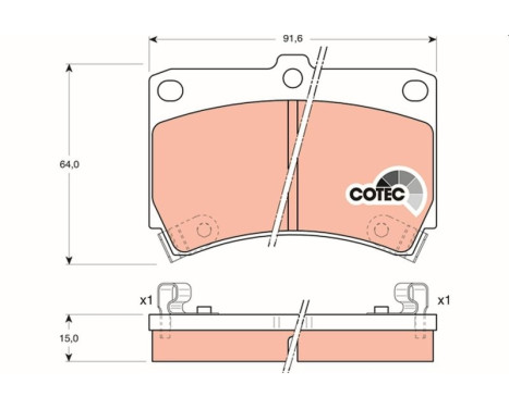 Bromsbeläggssats, skivbroms COTEC GDB1024 TRW, bild 2