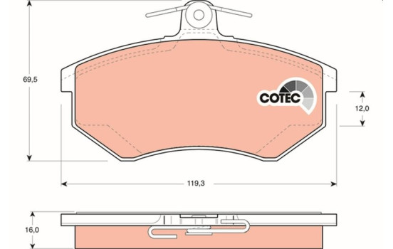 Bromsbeläggssats, skivbroms COTEC GDB1048 TRW, bild 2