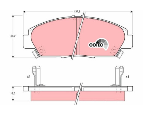 Bromsbeläggssats, skivbroms COTEC GDB1061 TRW, bild 2