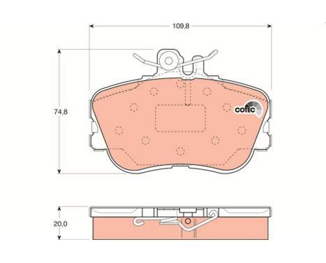 Bromsbeläggssats, skivbroms COTEC GDB1094 TRW, bild 2