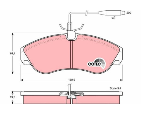 Bromsbeläggssats, skivbroms COTEC GDB1106 TRW, bild 2