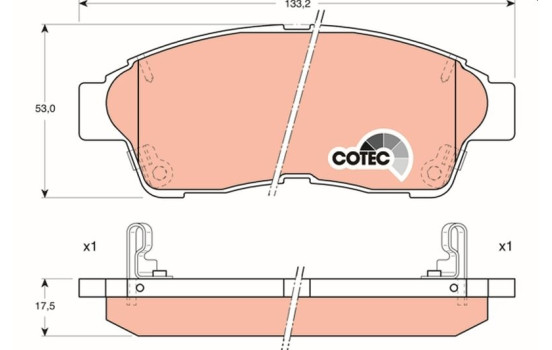 Bromsbeläggssats, skivbroms COTEC GDB1143 TRW, bild 2