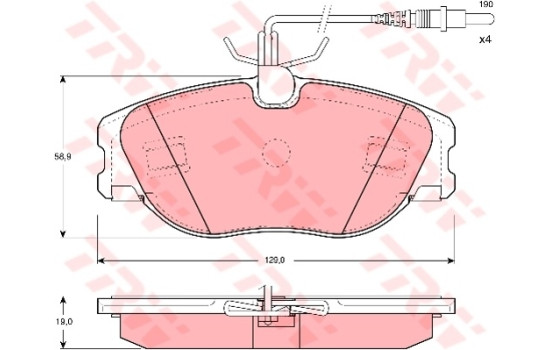 Bromsbeläggssats, skivbroms COTEC GDB1148 TRW