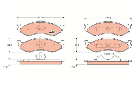 Bromsbeläggssats, skivbroms COTEC GDB1153 TRW, bild 2