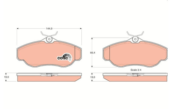 Bromsbeläggssats, skivbroms COTEC GDB1156 TRW, bild 2