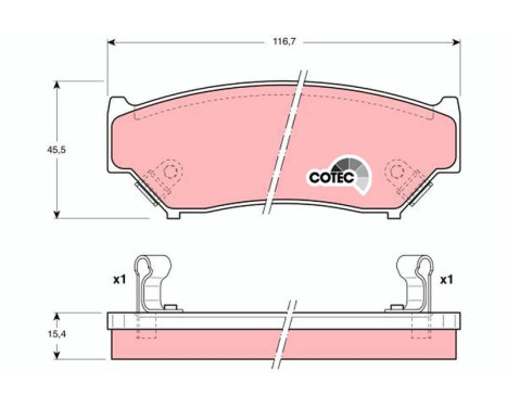 Bromsbeläggssats, skivbroms COTEC GDB1174 TRW, bild 2