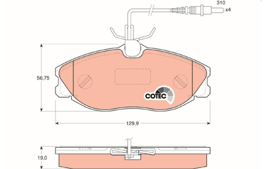 Bromsbeläggssats, skivbroms COTEC GDB1194 TRW, bild 2